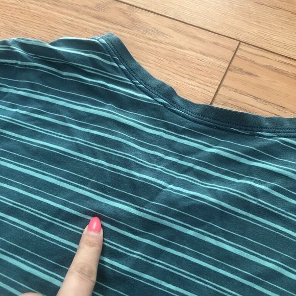 Lululemon Essential Crew Neck Short Sleeve Shirt Top Mens S/M Blue Stripe *READ - Picture 3 of 5